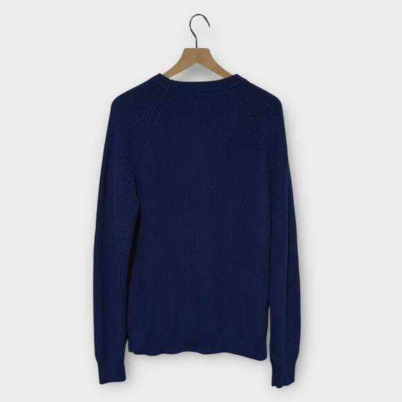 J.Crew Heritage Cotton Shaker-Stitch Crewneck Sweater Navy Size Large - Picture 2 of 7